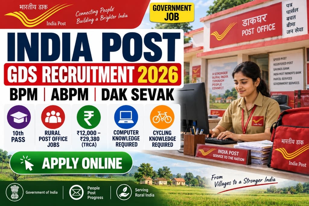 India Post GDS Recruitment 2026: BPM, ABPM and Dak Sevak Eligibility, Salary, Selection Process and How to Apply